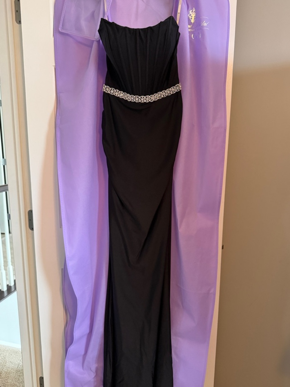 Black Strapless Evening Prom Gown Faviana